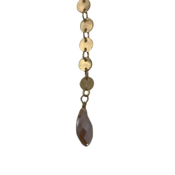 Crescent Moon Horn Multistrand Y Necklace Gold Boho Stamped Metal 2499 EUC - Picture 7 of 10